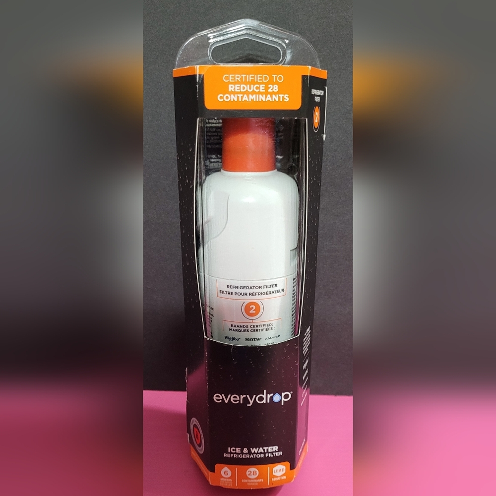 White and Orange Refrigerator Water Filter